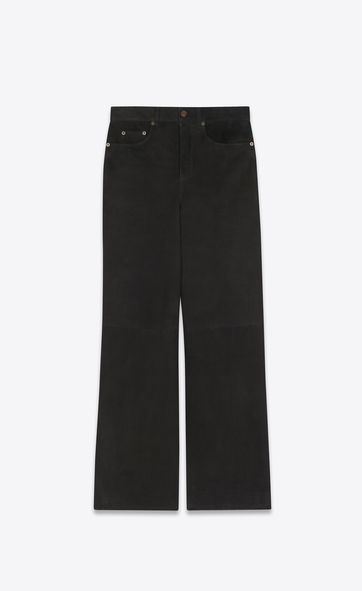 YSL Wide-leg Pants In Suede Black | QJKMI0193