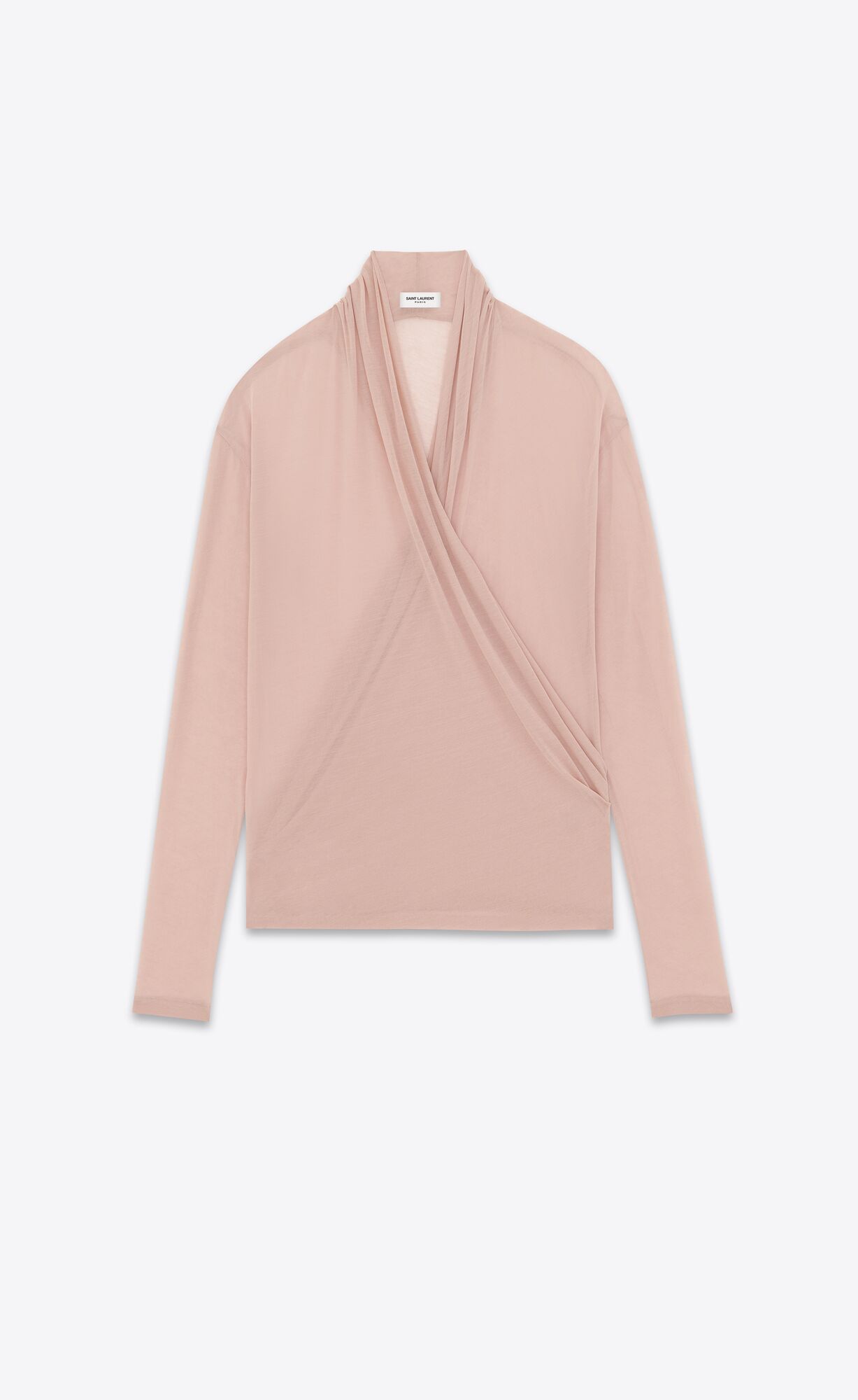 YSL Wrap-over Top In Jersey Rose Givre | LZMUT9612