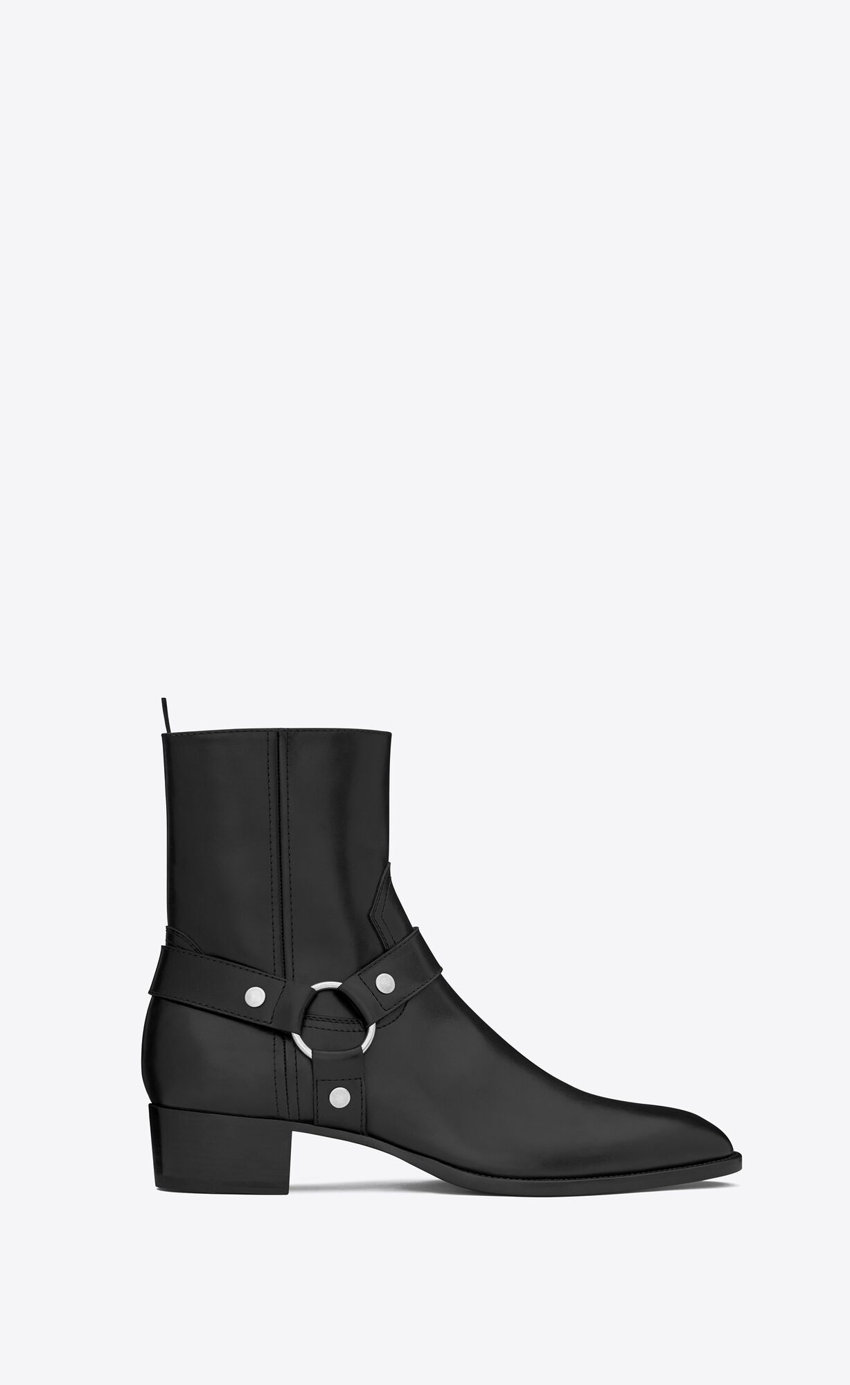 YSL Wyatt Harness Boots In Smooth Leather Black | OTUFG3029