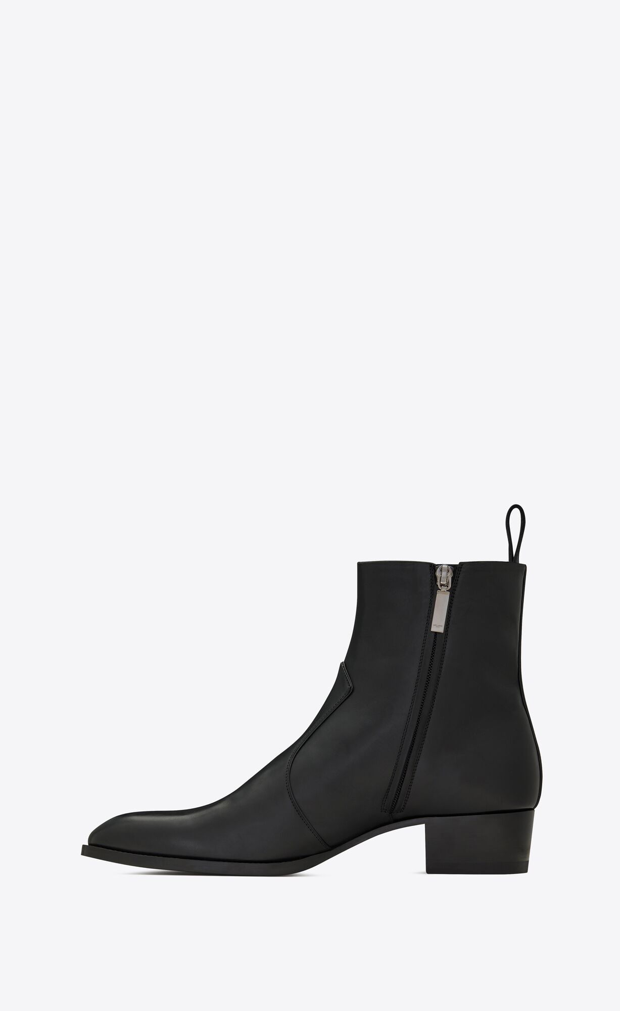 YSL Wyatt Zipped Boots In Smooth Leather Black | TAWUC8320