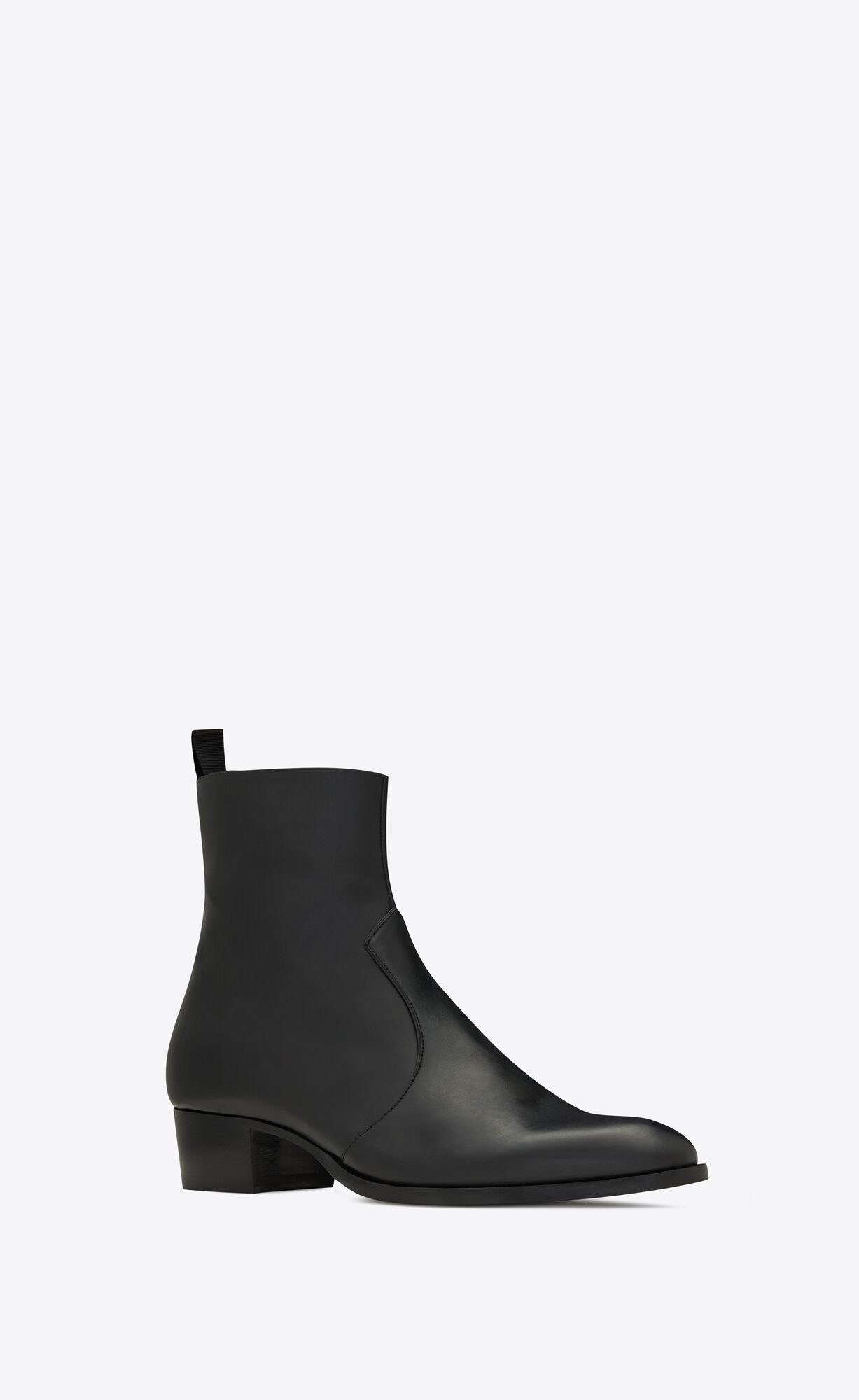 YSL Wyatt Zipped Boots In Smooth Leather Black | TAWUC8320