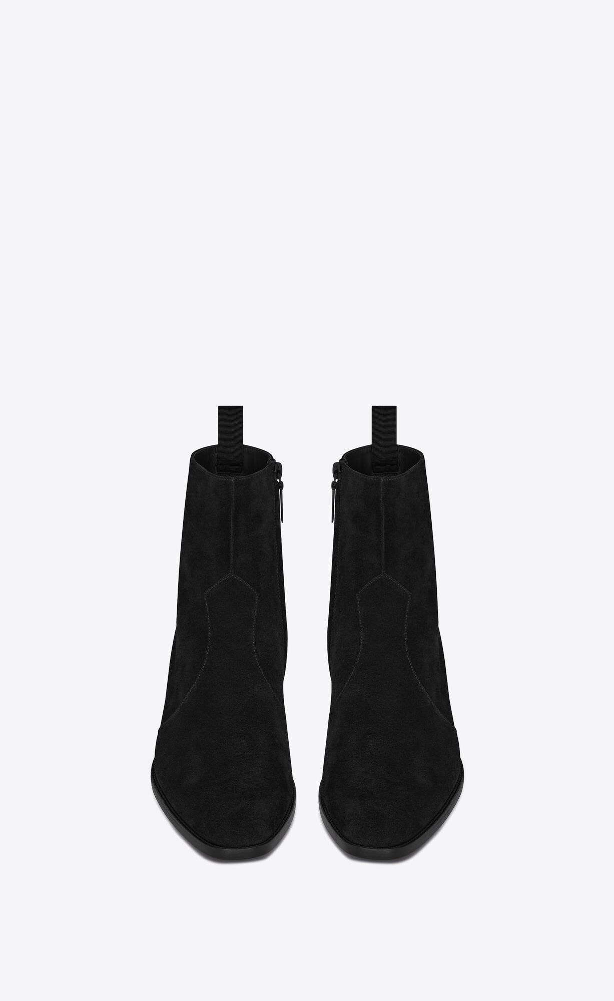 YSL Wyatt Zipped Boots In Suede Black | VEFSL6834