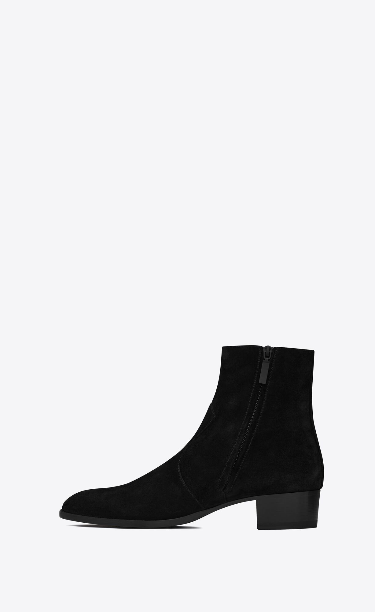 YSL Wyatt Zipped Boots In Suede Black | VEFSL6834