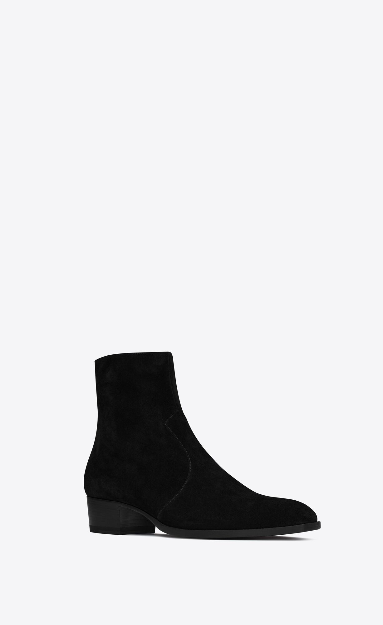 YSL Wyatt Zipped Boots In Suede Black | VEFSL6834