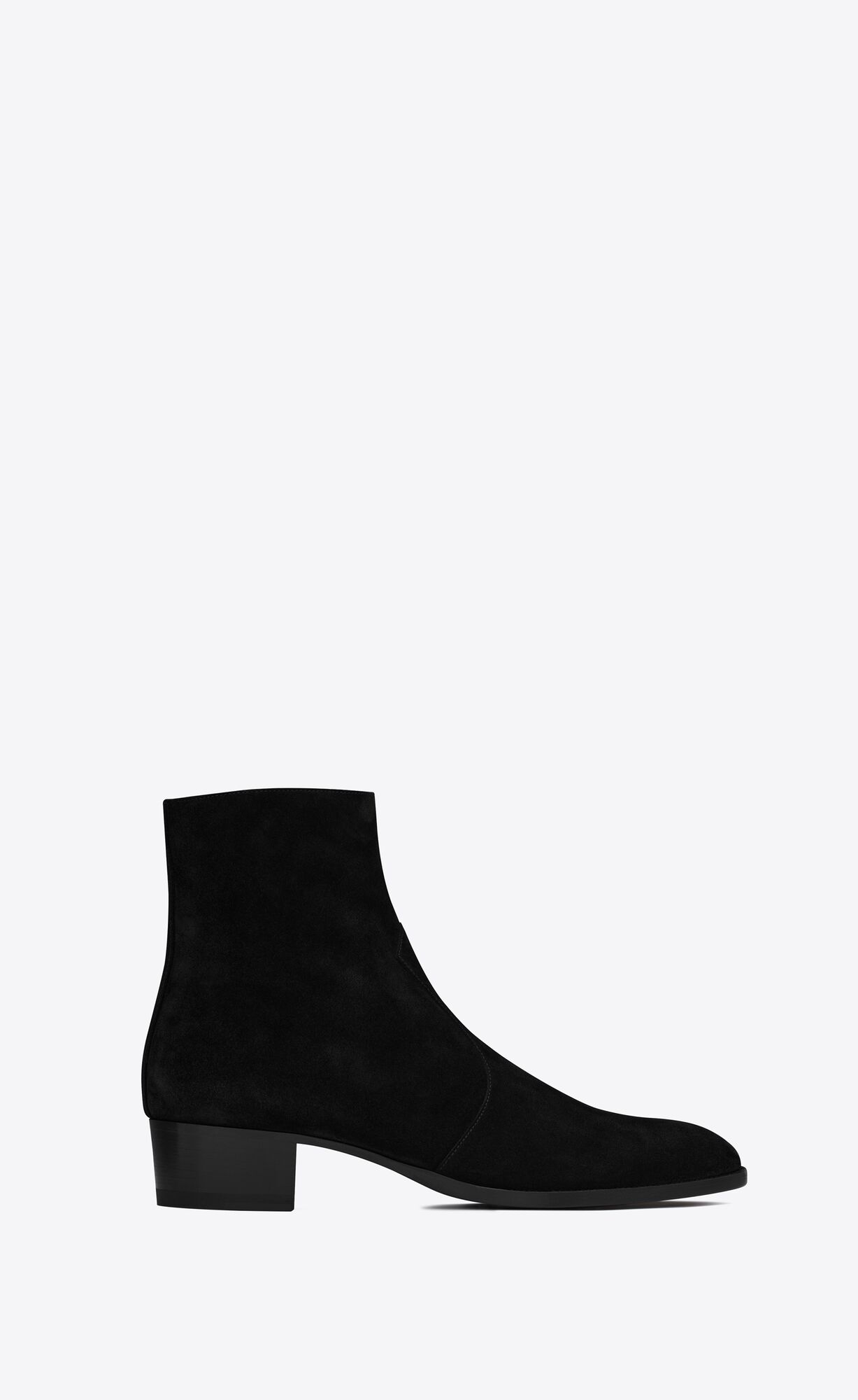 YSL Wyatt Zipped Boots In Suede Black | VEFSL6834