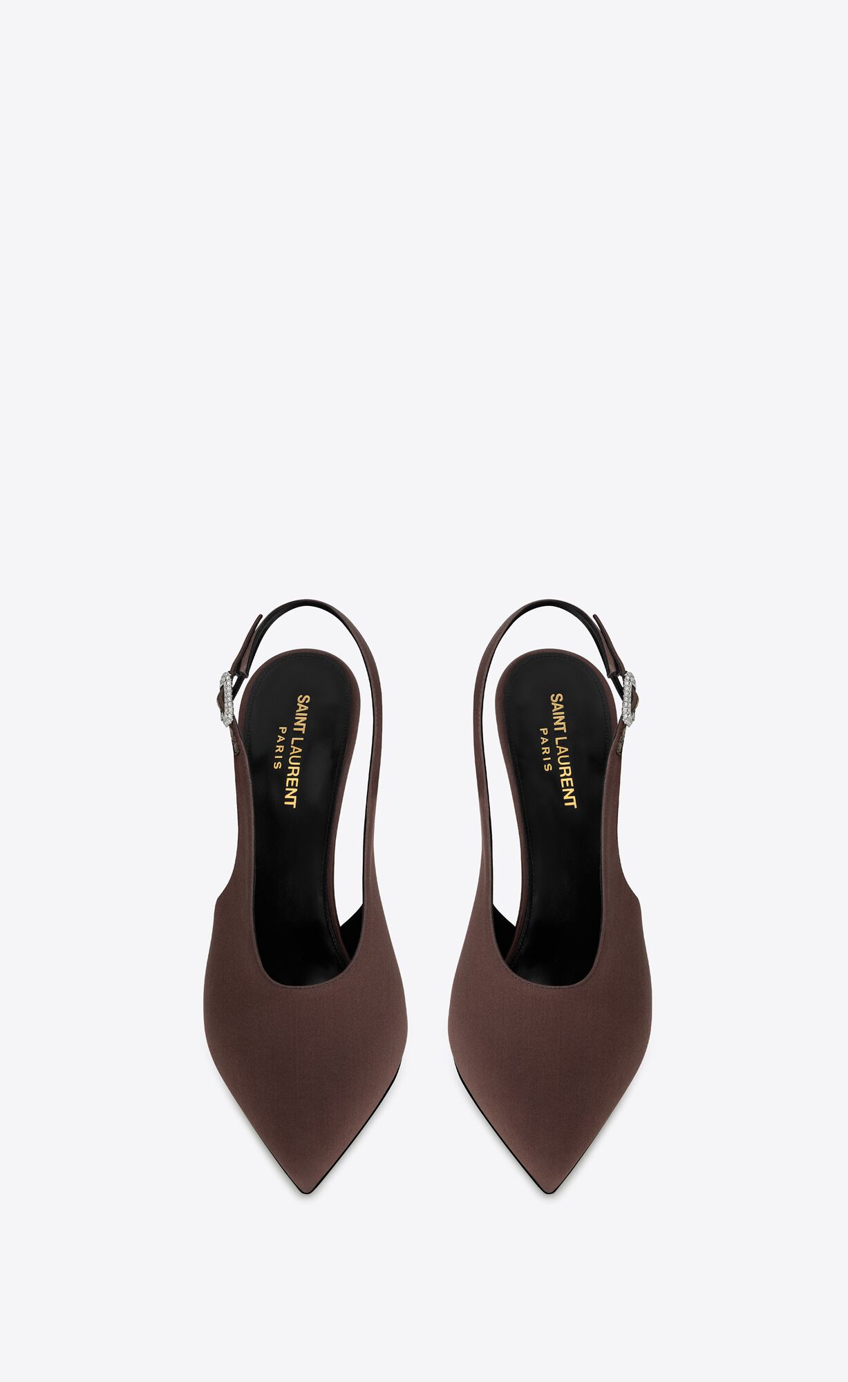 YSL Yasmeen Slingback Pumps In Crepe Satin Dark Chocolate | ANRZJ8173