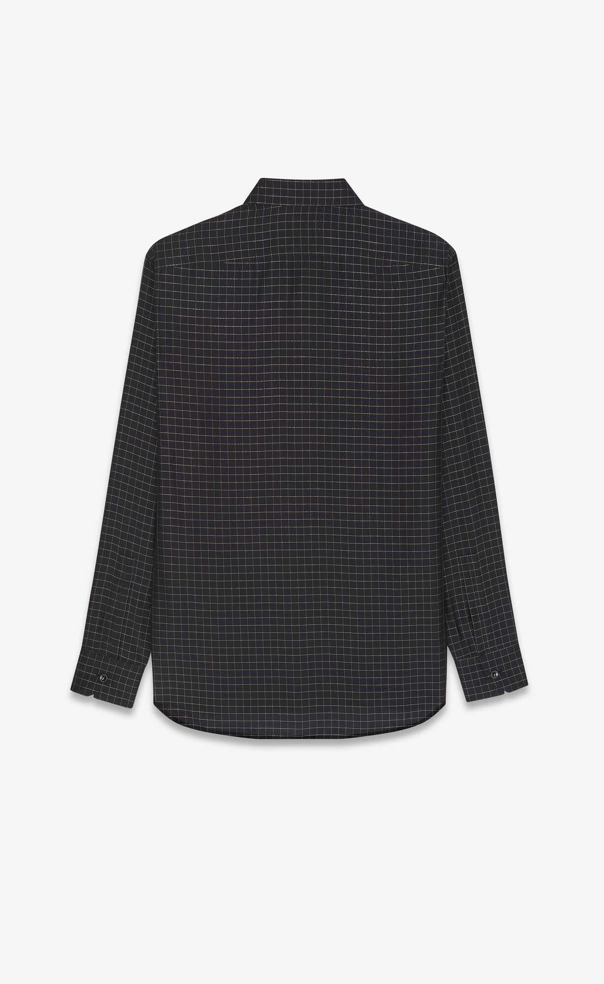 YSL Yves Collar Classic Shirt In Checked Viscose Noir Or | ARPUM8015