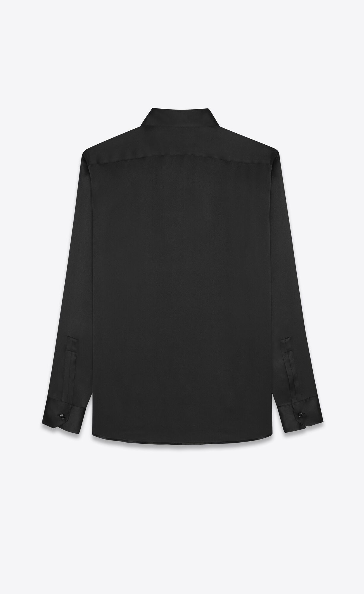 YSL Yves Collar Classic Shirt In Crepe Satin Noir | ITJBG7631