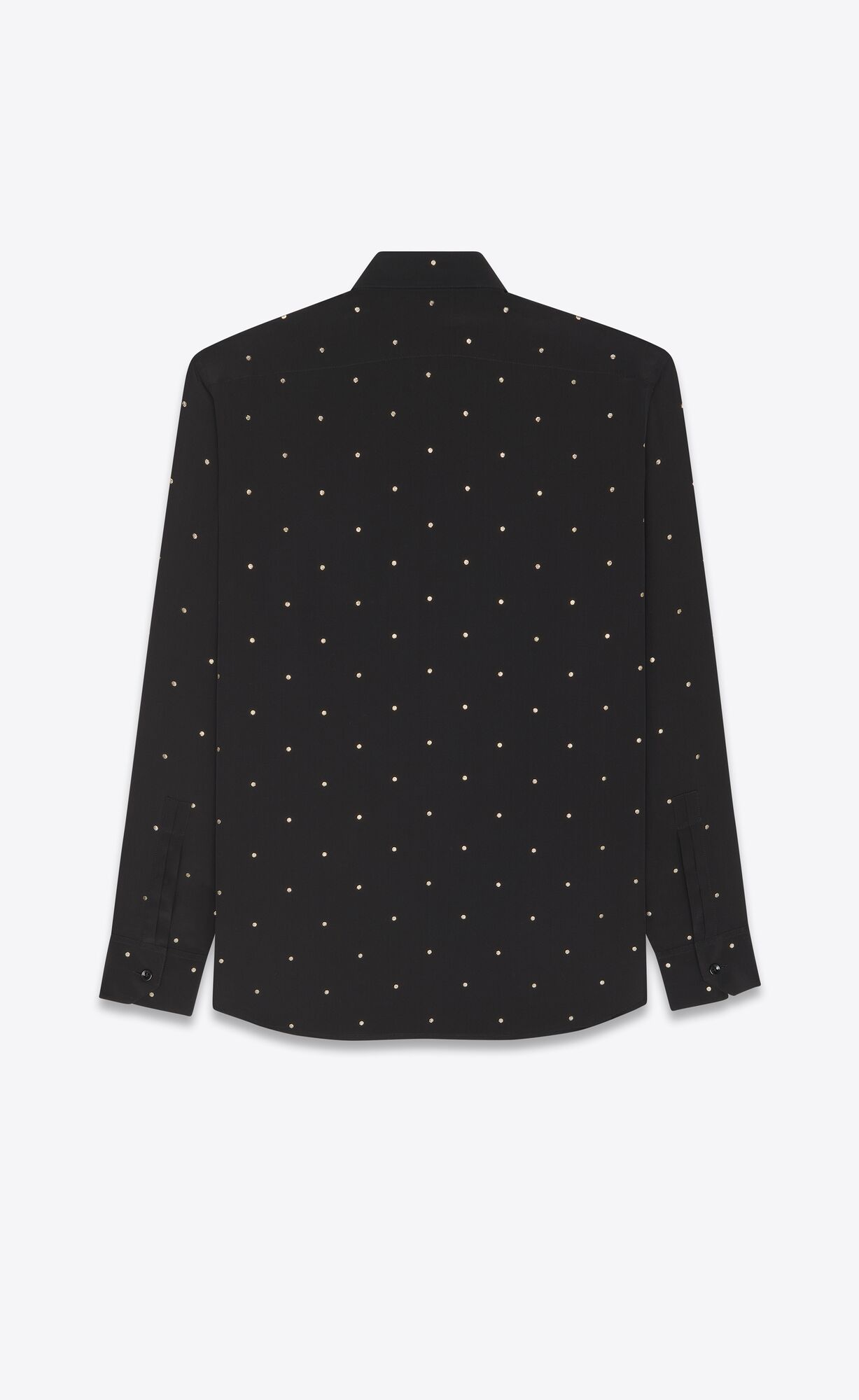 YSL Yves Collar Classic Shirt In Dotted Crepe De Chine Noir Or | EDTBF8017