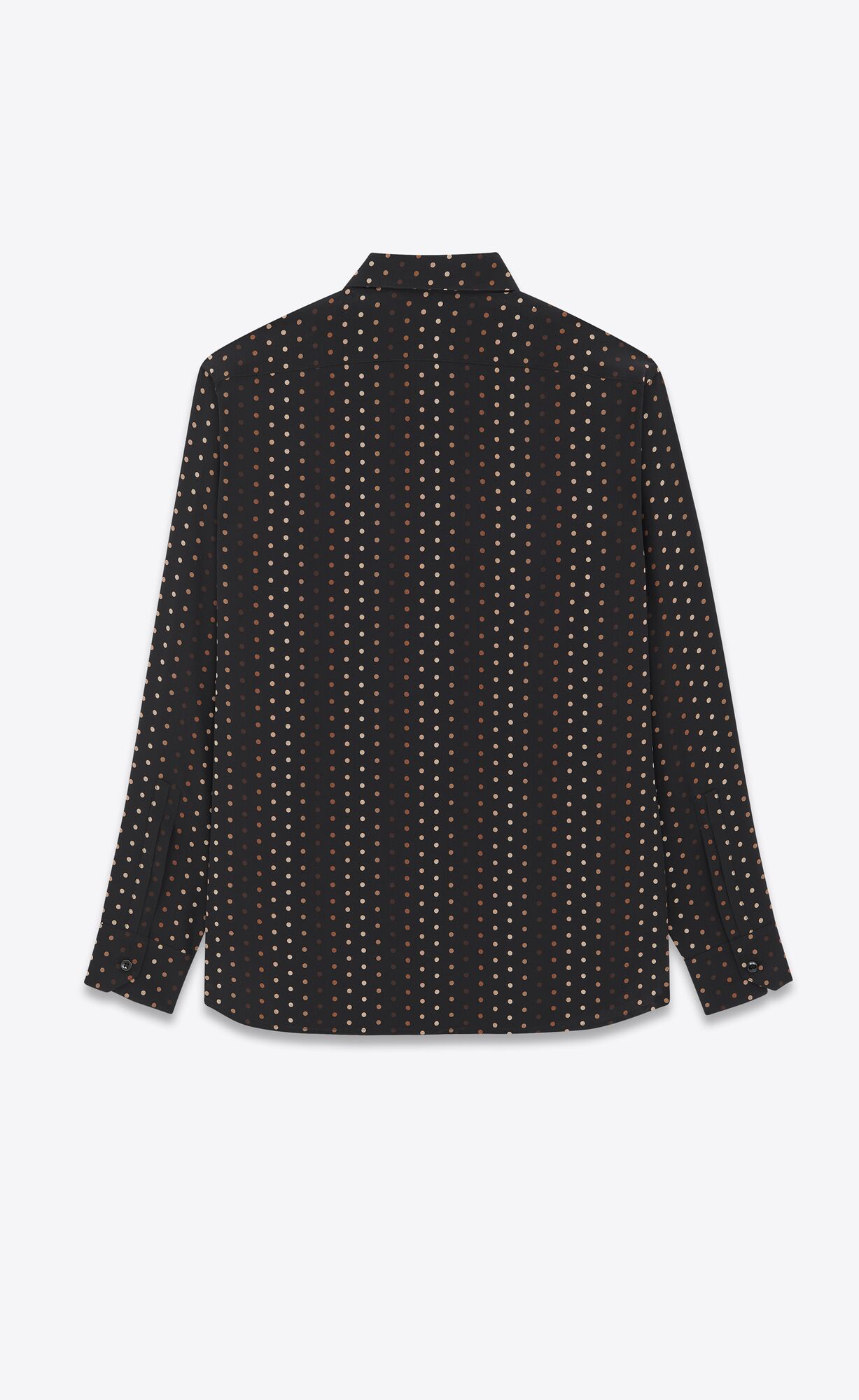 YSL Yves Collar Classic Shirt In Dotted Crepe De Chine Black | VBQXR3792