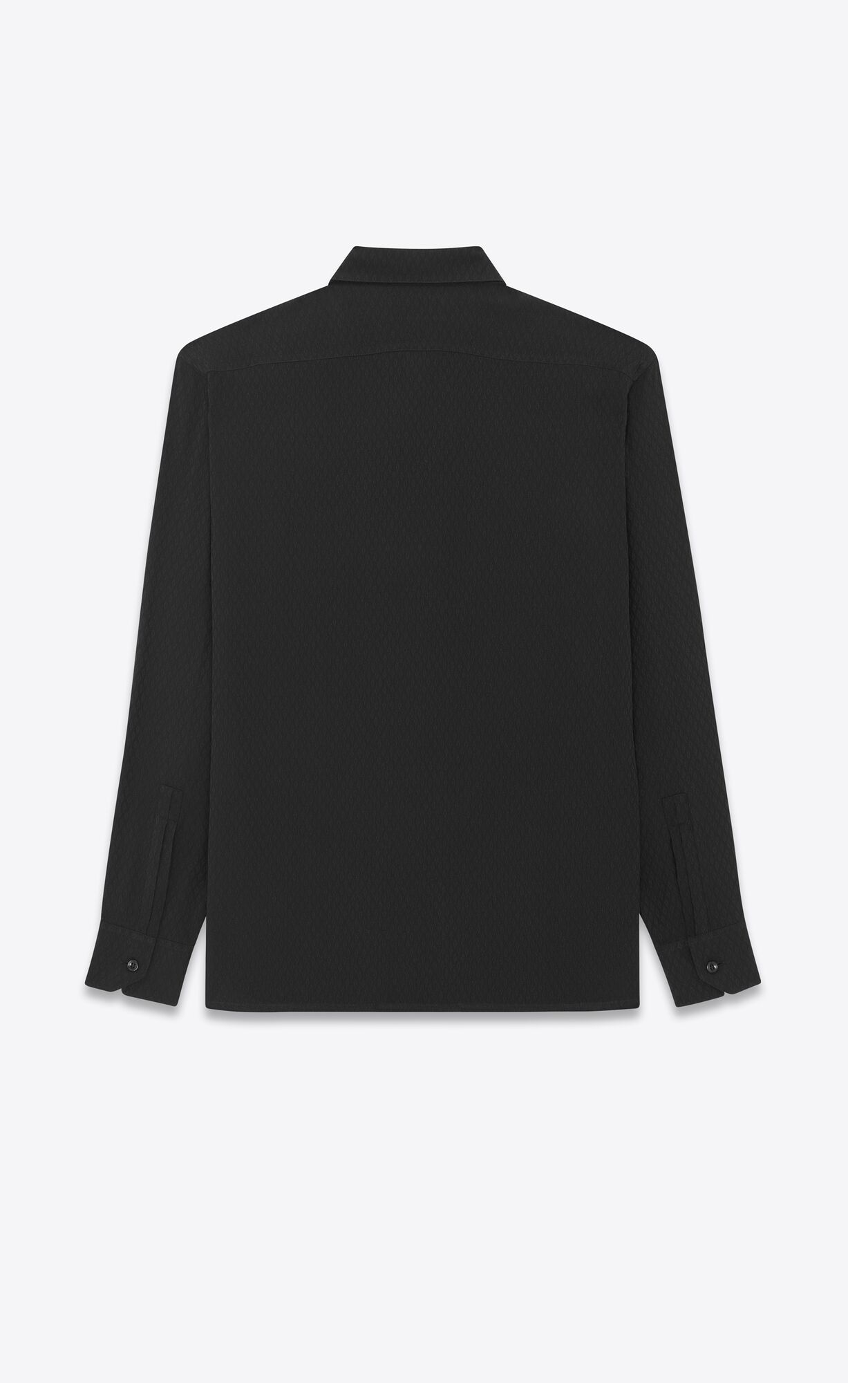 YSL Yves Collar Classic Shirt In Matte And Shiny Silk Black | ELSOU3892