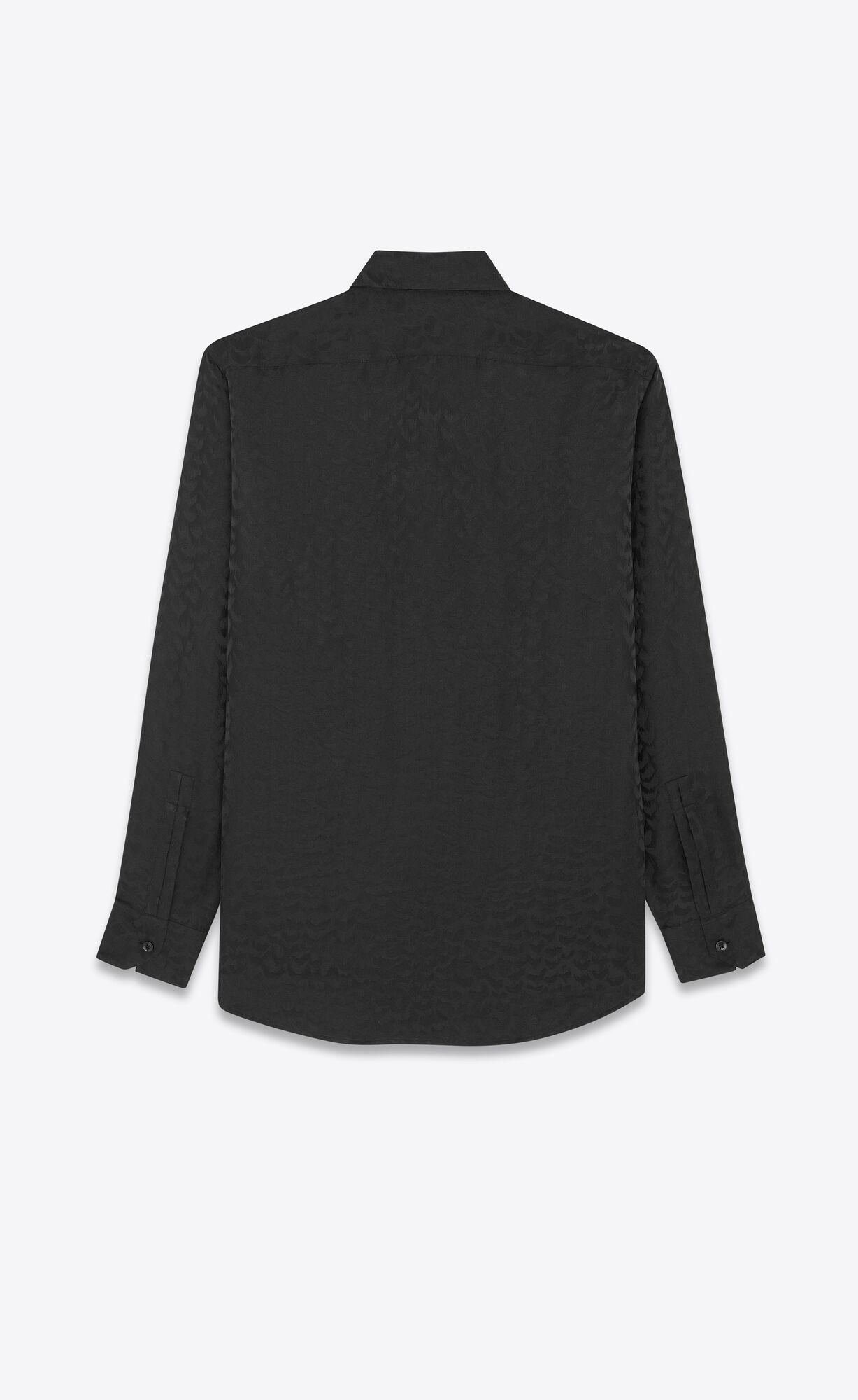 YSL Yves Collar Classic Shirt In Matte And Shiny Silk Noir | JHCLF7160