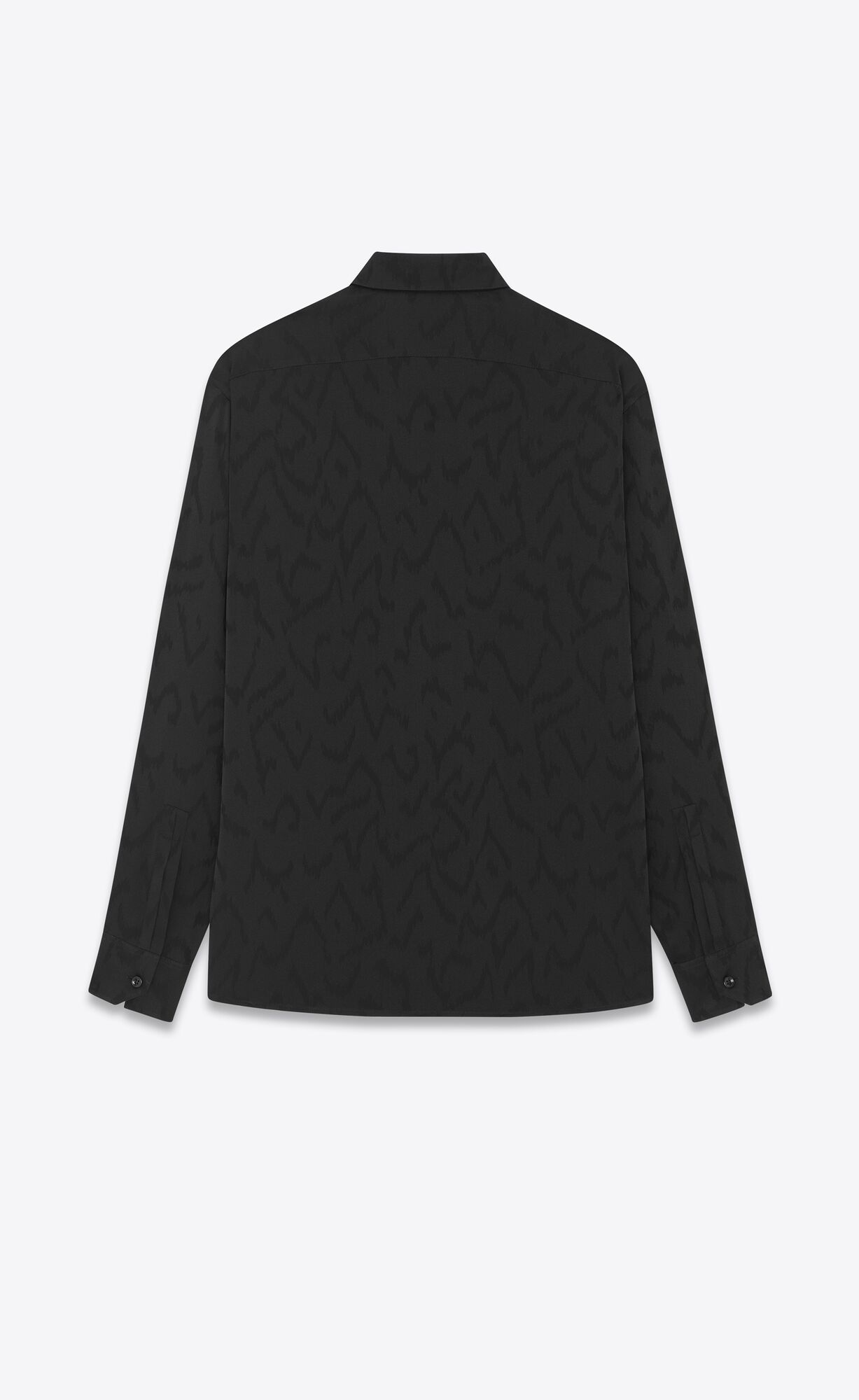 YSL Yves Collar Classic Shirt In Matte And Shiny Silk Black | PNBGL0375