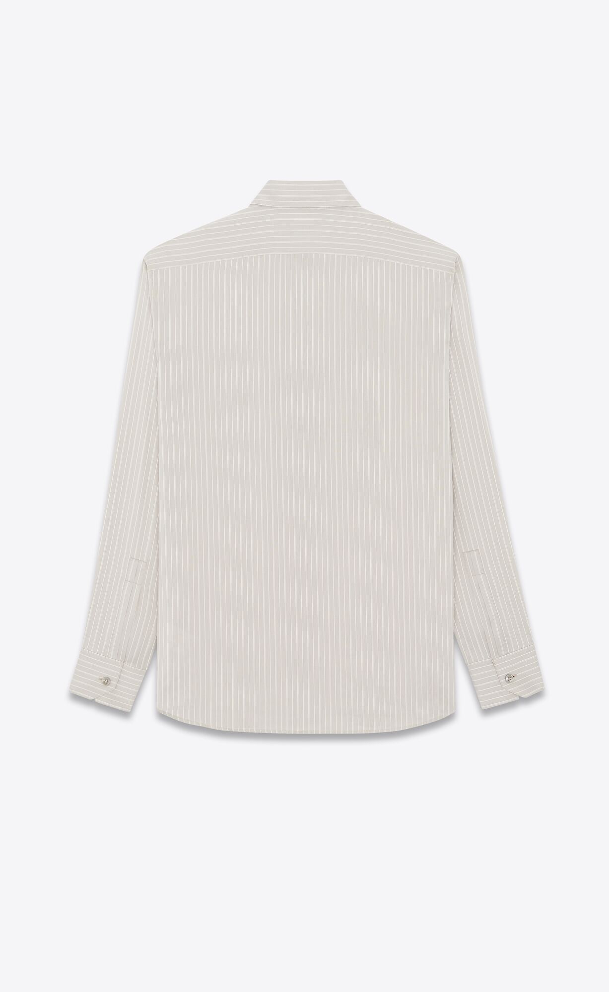 YSL Yves Collar Classic Shirt In Striped Silk Gris Craie | AXMLC7325