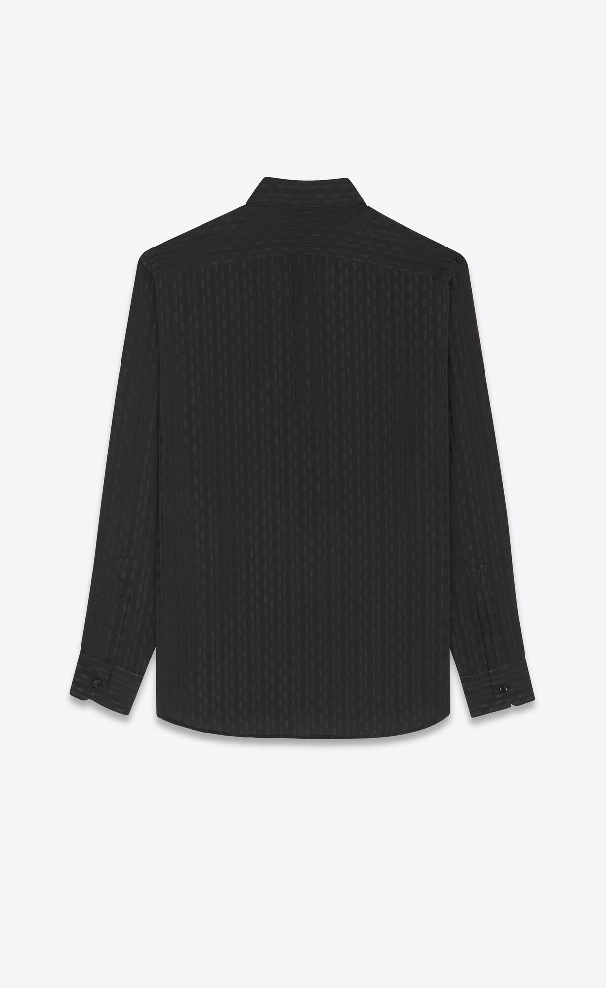 YSL Yves Collar Classic Shirt In Striped Matte And Shiny Silk Noir | TZKYO4092