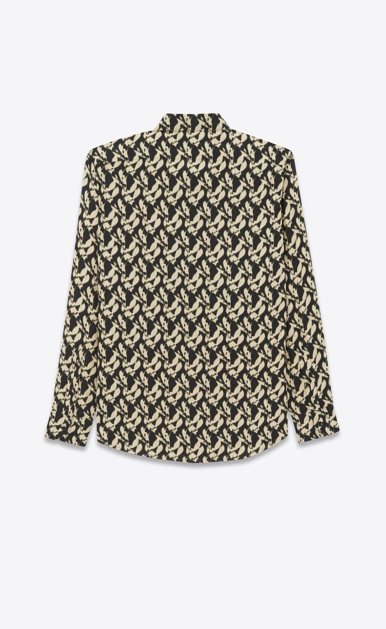 YSL Yves Collar Classic Shirt In Viscose And Silk Noir Et Sable | CUBSR7594