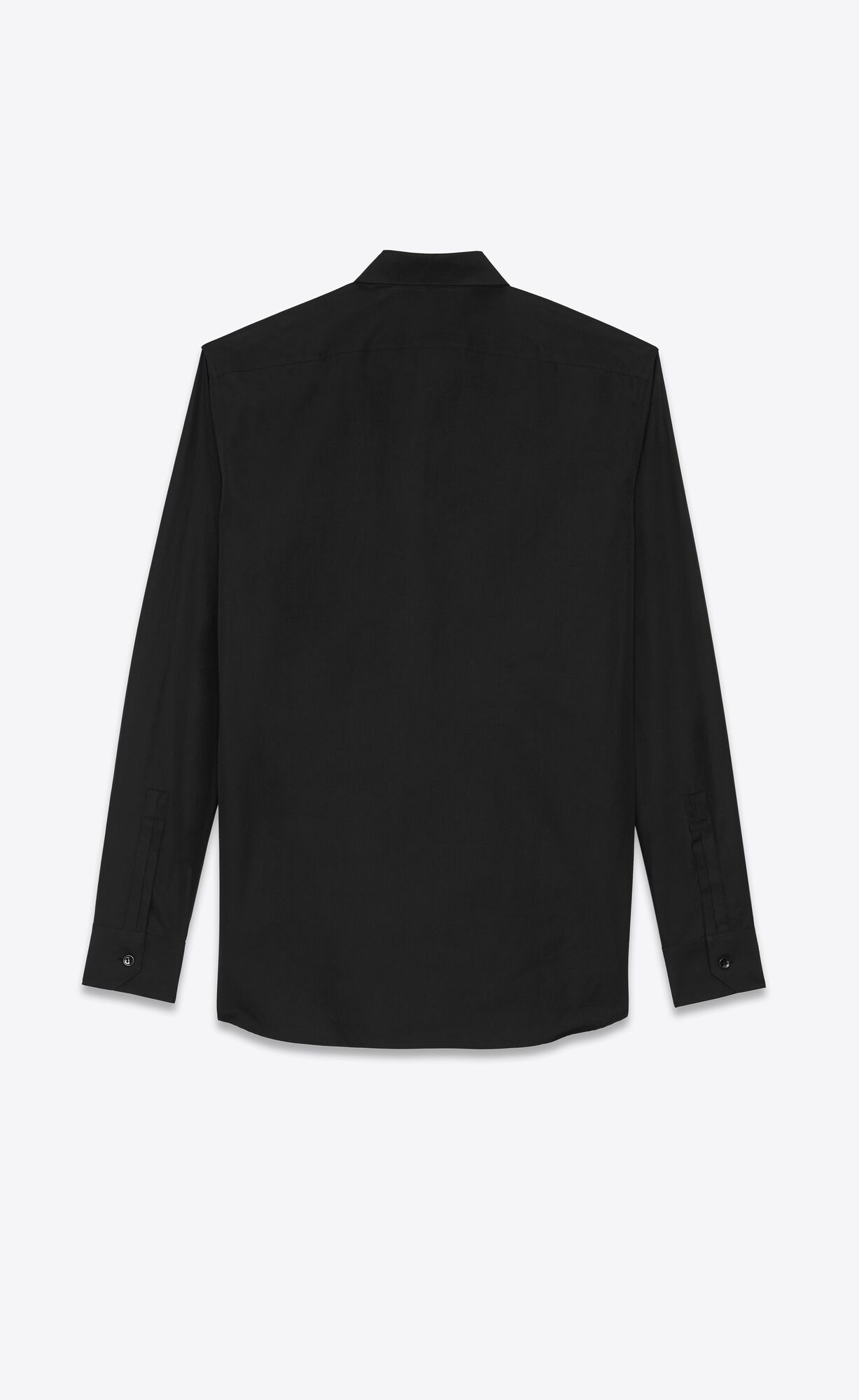 YSL Yves Collar Shirt In Cotton Poplin Black | CXIFB4065