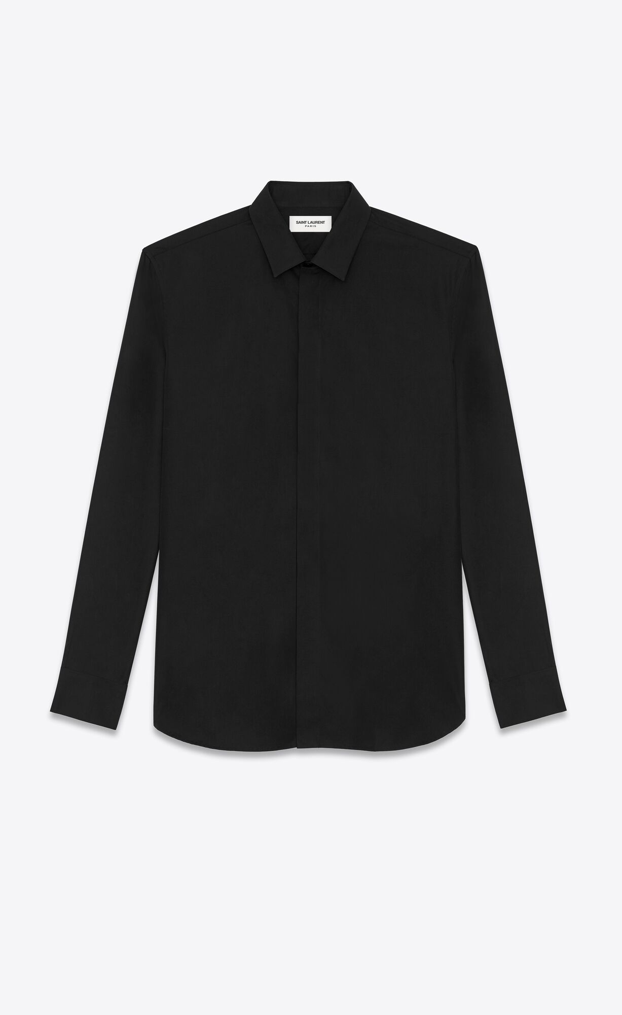 YSL Yves Collar Shirt In Cotton Poplin Black | CXIFB4065