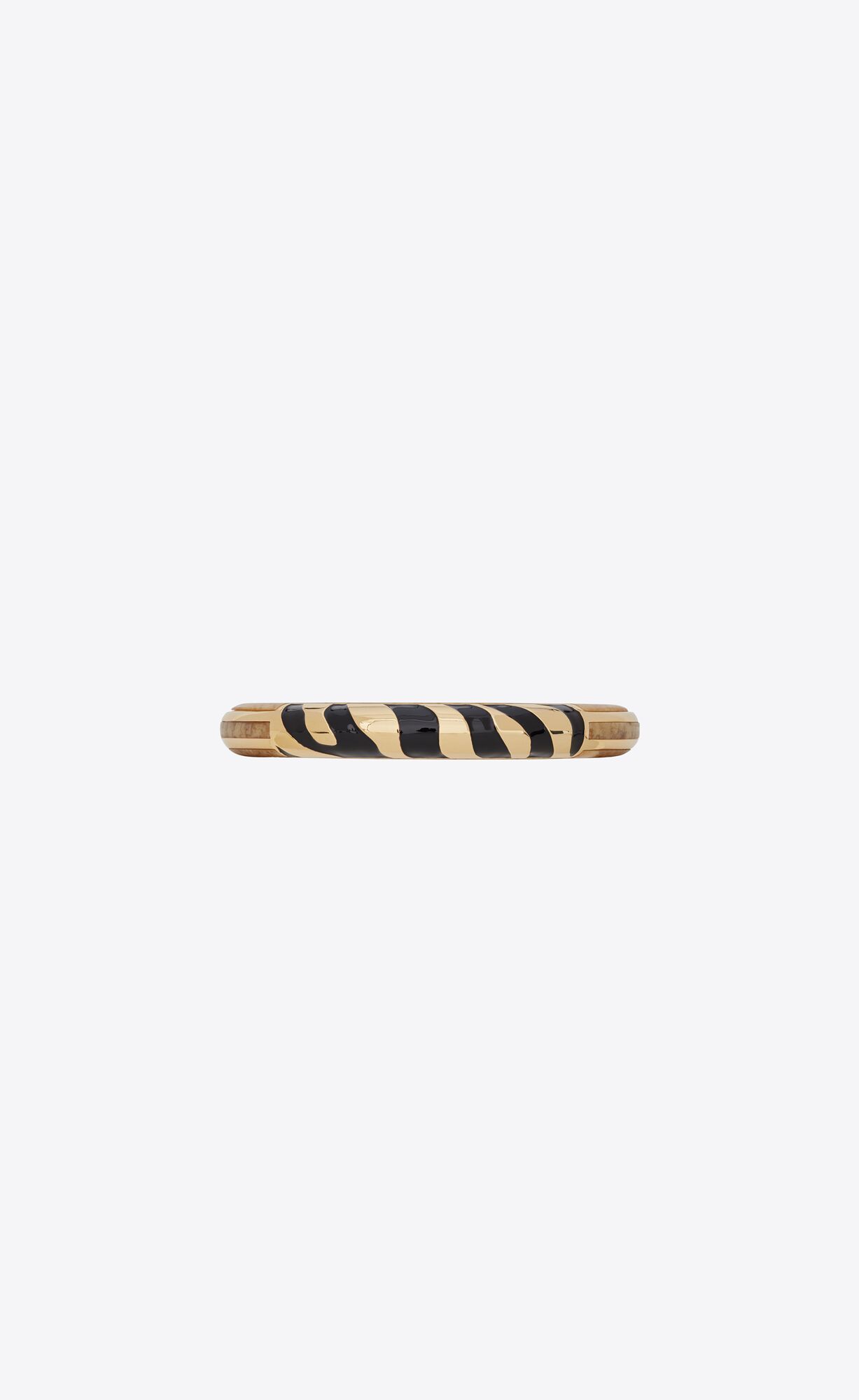 YSL Zebra Bangle In Metal, Enamel And Resin Aged Brass Gold, Cream And Black | XCSQF0912