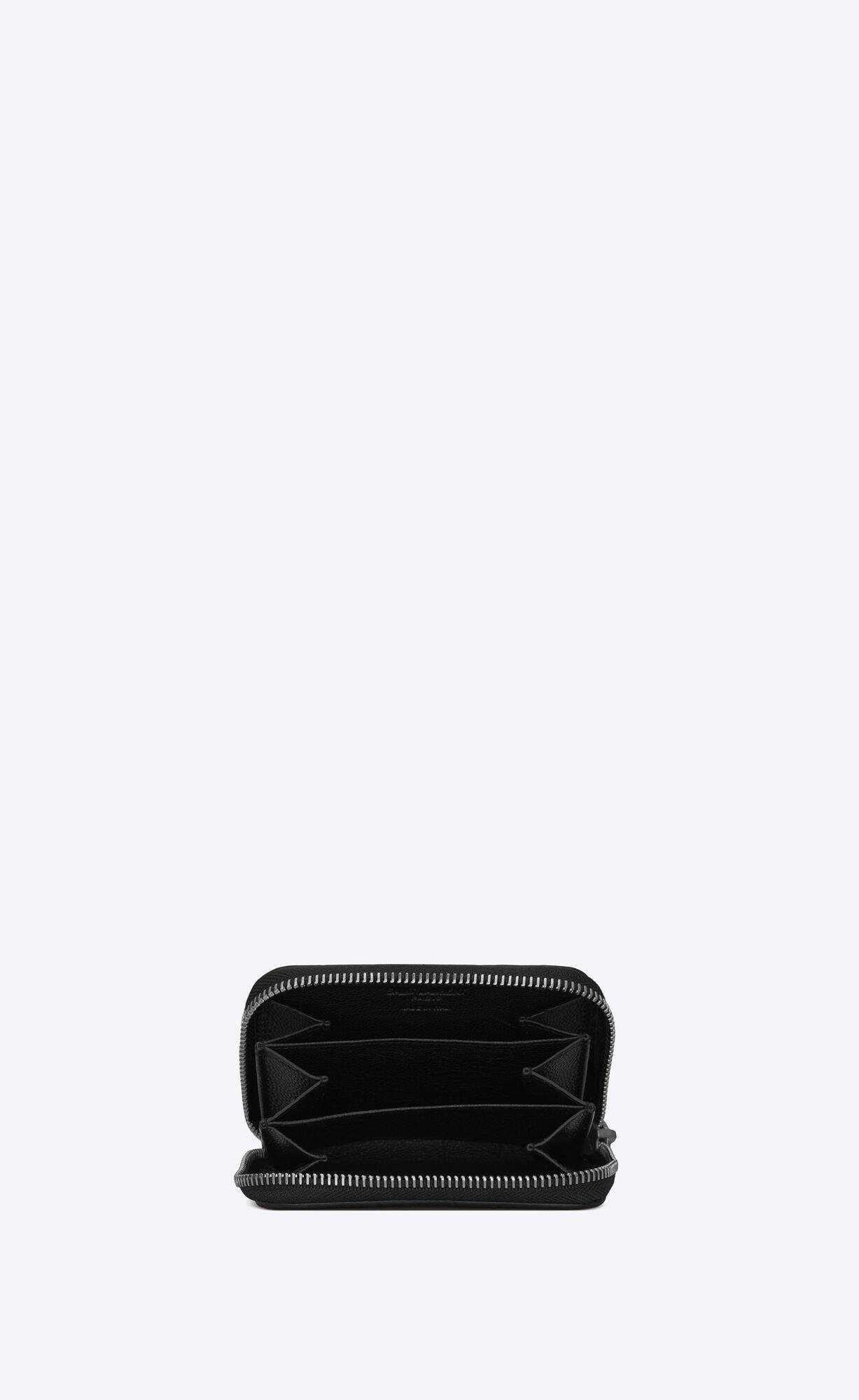 YSL Zipped Coin Purse In Grain De Poudre Embossed Leather Black | SPCKF2803