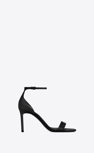 YSL Amber Sandals In Patent Leather Black | INQWK3827