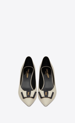 YSL Anaïs Bow Pumps In Smooth Leather Navy Pearl | WLECI3761