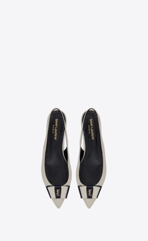 YSL Anaïs Slingback Flats In Smooth And Patent Leather Navy Pearl | IOCYW7831