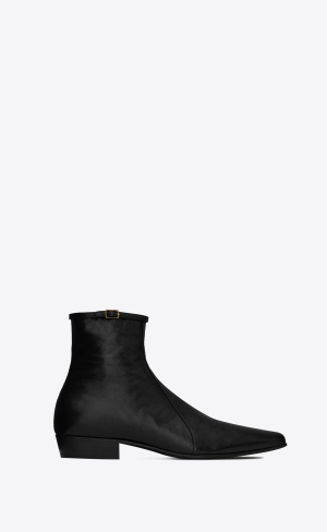 YSL Arsun Zipped Boots In Shiny Leather Black | VLBRM1026