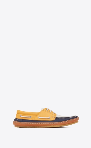 YSL Ashe Boat Shoes In Smooth Leather Multicolor | PGTRJ0217