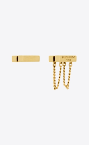 YSL Asymmetric Saint Laurent Earrings In Metal Gold | IKVNC5382