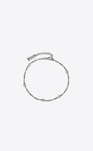 YSL Ball And Intertwined Chain Bracelet In Metal Oxidized Silver | GOHUM6351