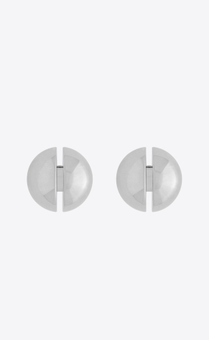 YSL Ball Split Earrings In Metal Palladium | OMZTA9406