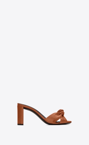 YSL Bianca Heeled Mules In Smooth Leather Toffee | RSCGI5791