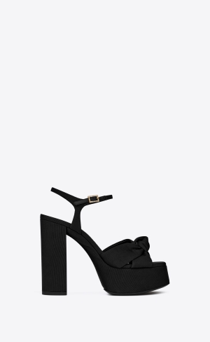 YSL Bianca Platform Sandals In Ottoman Fabric Black | OIYNU0795