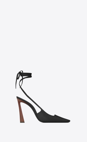 YSL Blade Slingback Pumps In Smooth Leather Black | AYVFG7298