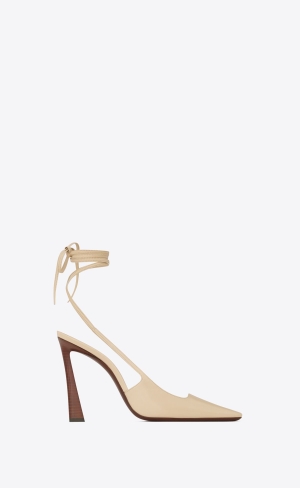 YSL Blade Slingback Pumps In Smooth Leather Beige Trench | WZFDI0468