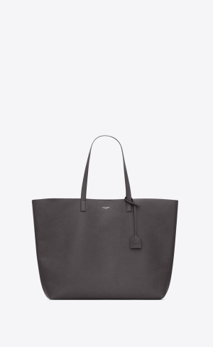 YSL Bold East/West Shopping Bag In Grained Leather Storm | VUZRD7054