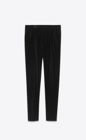 YSL Carrot-fit Pants In Cotton Velvet Noir | VUMBE7532