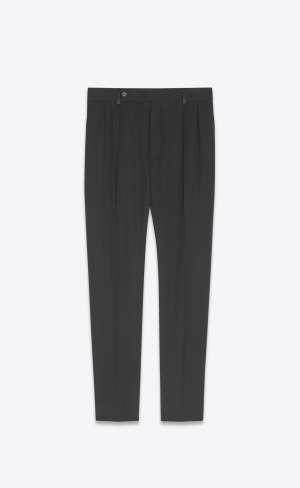 YSL Carrot-fit Tuxedo Pants In Grain De Poudre Noir | JCIOQ1328