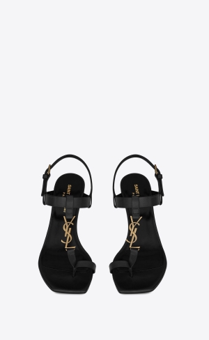 YSL Cassandra Sandals In Smooth Leather Black | OTKGE6089