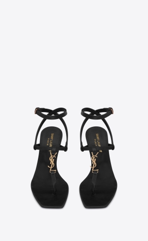 YSL Cassandra Sandals In Smooth Leather Black | PAZKW4893