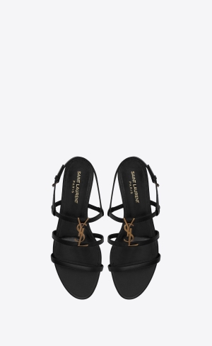 YSL Cassandra Sandals In Smooth Leather Black | TIMBY7658