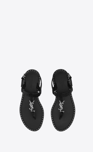 YSL Cassandra Sandals In Suede Noir | YZHEG4768