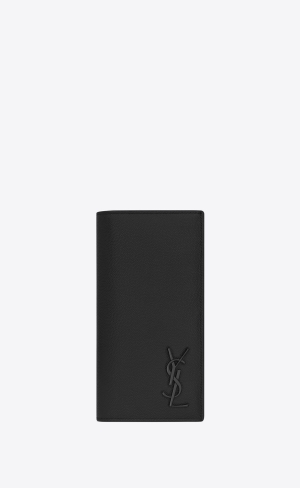 YSL Cassandre Continental Wallet In Grain De Poudre Embossed Leather Black | UIBAY2834