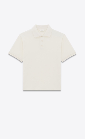 YSL Cassandre Polo Shirt In Cotton Piqué Naturel | KCLME8432