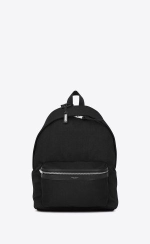 YSL City Backpack In Canvas, Nylon And Leather Black | HMWKD0352