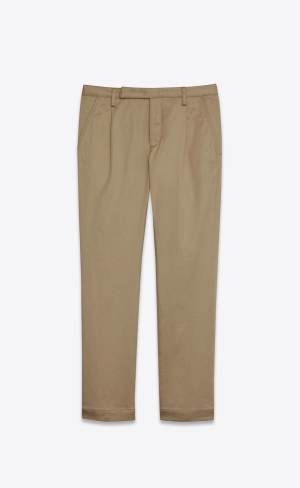 YSL Classic Chino Pants In Raw Beige Cotton Twill Beige | UALNY8506