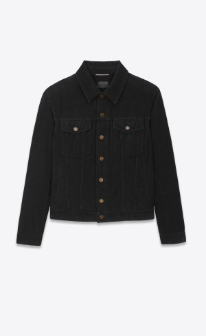 YSL Classic Jacket In Black Stonewash Corduroy Bright Black Stonewash | QYJUP2987