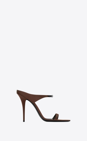 YSL Dive Mules In Crepe Satin Dark Chocolate | VDHSW4738