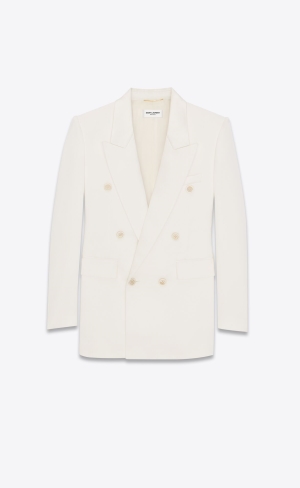 YSL Double-breasted Jacket In Silk Satin Shell | ETWXQ2395